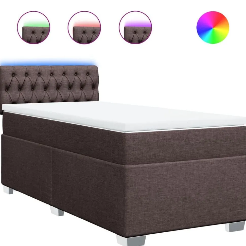 vidaXL Boxspring met matras stof donkerbruin 80x200 cm