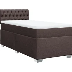 vidaXL Boxspring met matras stof donkerbruin 80x200 cm