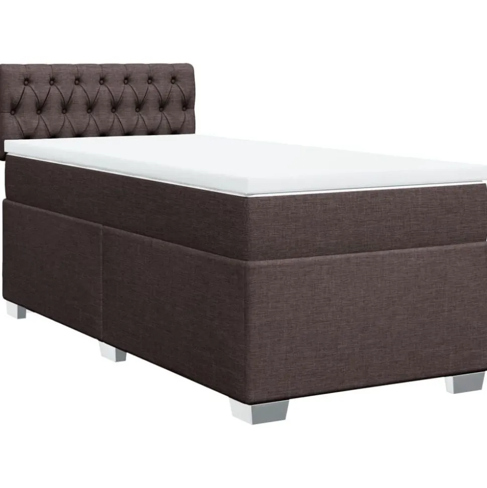 vidaXL Boxspring met matras stof donkerbruin 80x200 cm