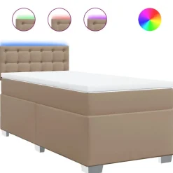 vidaXL Boxspring met matras kunstleer cappuccinokleurig 80x200 cm