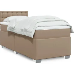 vidaXL Boxspring met matras kunstleer cappuccinokleurig 80x200 cm