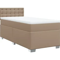 vidaXL Boxspring met matras kunstleer cappuccinokleurig 80x200 cm