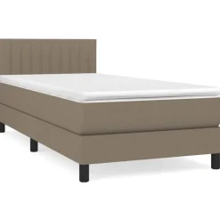 vidaXL Boxspring met matras stof taupe 80x200 cm