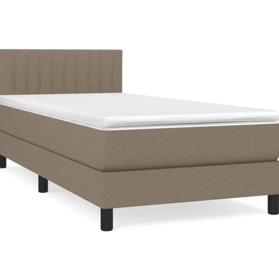 vidaXL Boxspring met matras stof taupe 80x200 cm