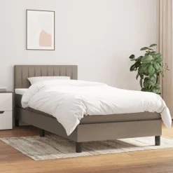 vidaXL Boxspring met matras stof taupe 80x200 cm