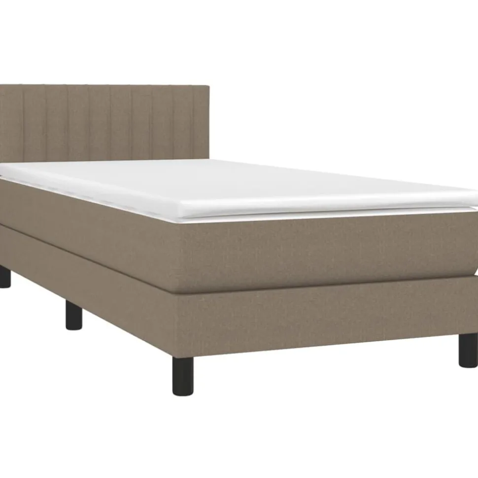 vidaXL Boxspring met matras stof taupe 80x200 cm