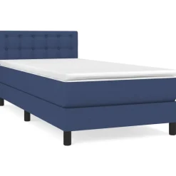vidaXL Boxspring met matras stof blauw 80x200 cm
