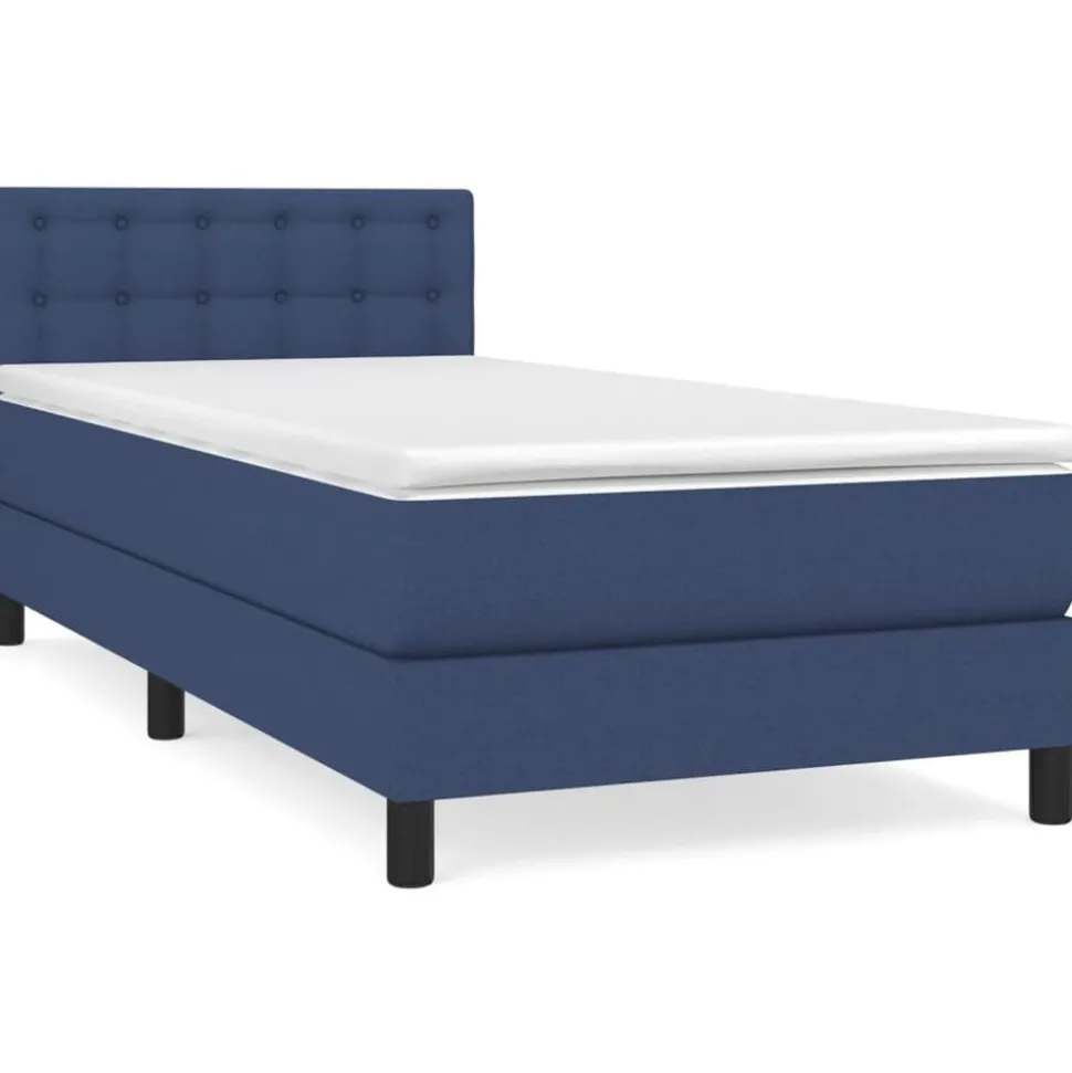 vidaXL Boxspring met matras stof blauw 80x200 cm