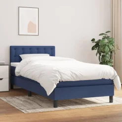 vidaXL Boxspring met matras stof blauw 80x200 cm