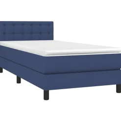 vidaXL Boxspring met matras stof blauw 80x200 cm