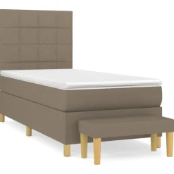 vidaXL Boxspring met matras stof taupe 80x200 cm
