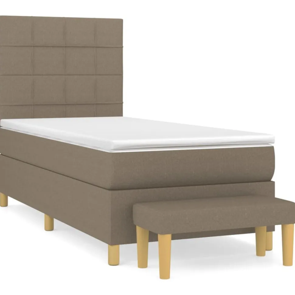 vidaXL Boxspring met matras stof taupe 80x200 cm