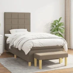 vidaXL Boxspring met matras stof taupe 80x200 cm