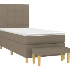 vidaXL Boxspring met matras stof taupe 80x200 cm