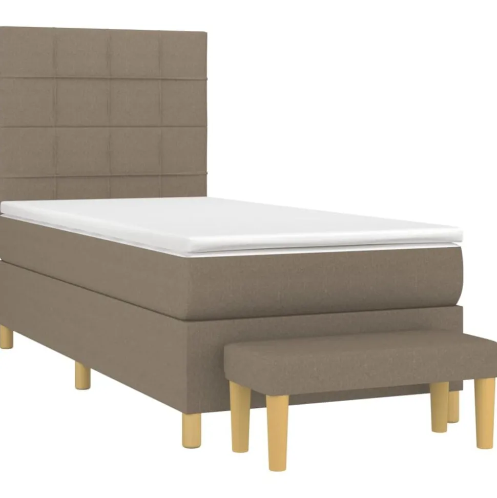vidaXL Boxspring met matras stof taupe 80x200 cm