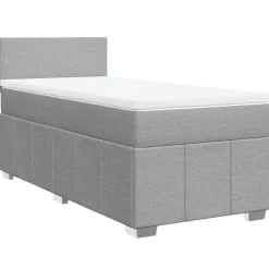 vidaXL Boxspring met matras stof lichtgrijs 80x200 cm