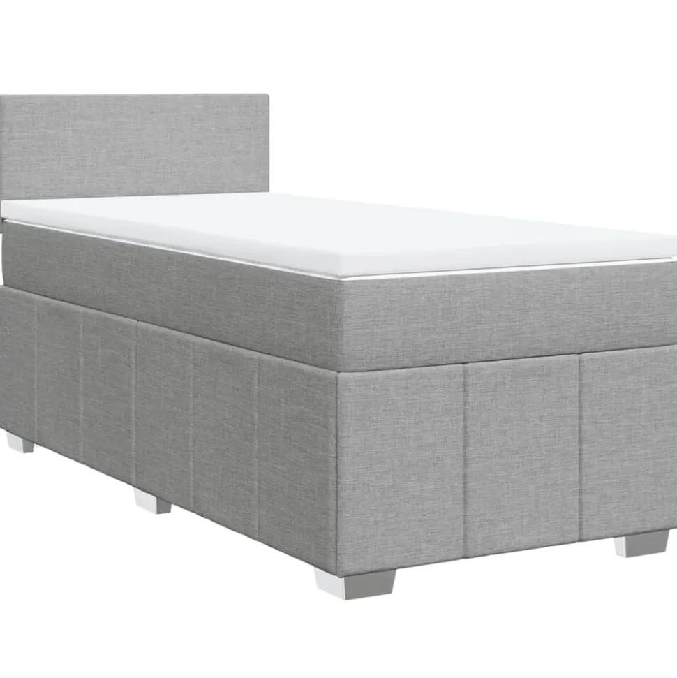 vidaXL Boxspring met matras stof lichtgrijs 80x200 cm