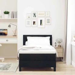 vidaXL Boxspringbed met hoofdeinde Zwart 90 x 190 cm Stof
