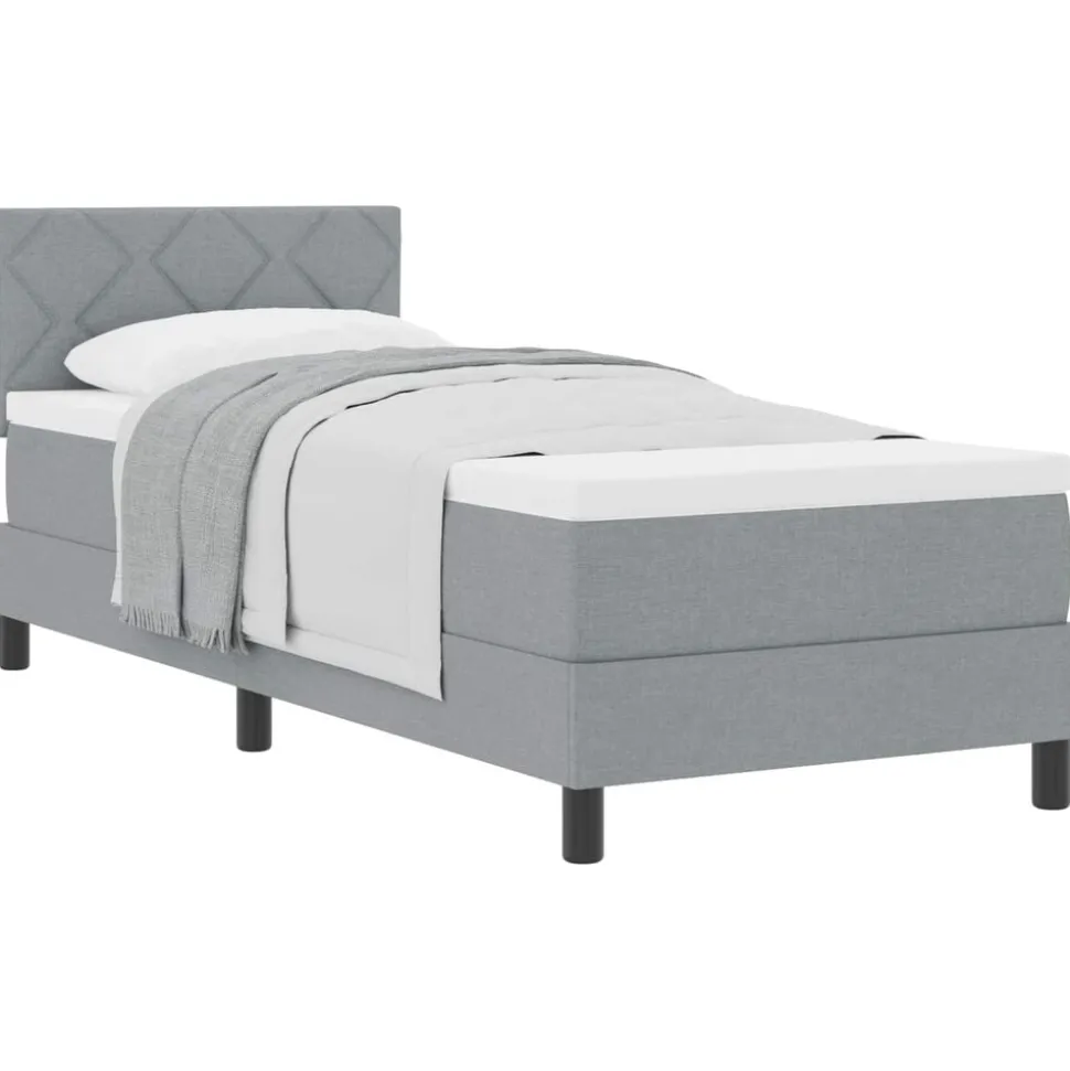 vidaXL Boxspringbed met hoofdeinde Lichtgrijs 80 x 200 cm Stof