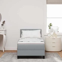 vidaXL Boxspringbed met hoofdeinde Lichtgrijs 80 x 200 cm Stof