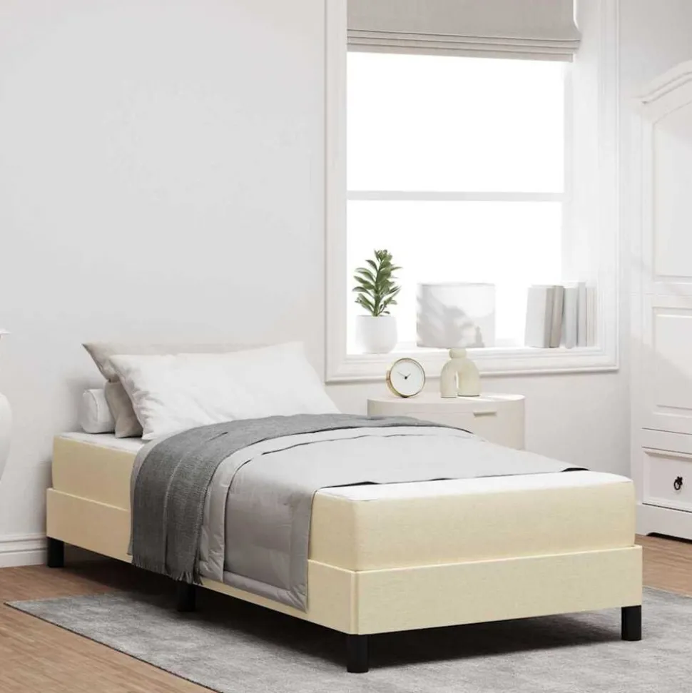 vidaXL Boxspringbed met matras Crème 80 x 200 cm Stof