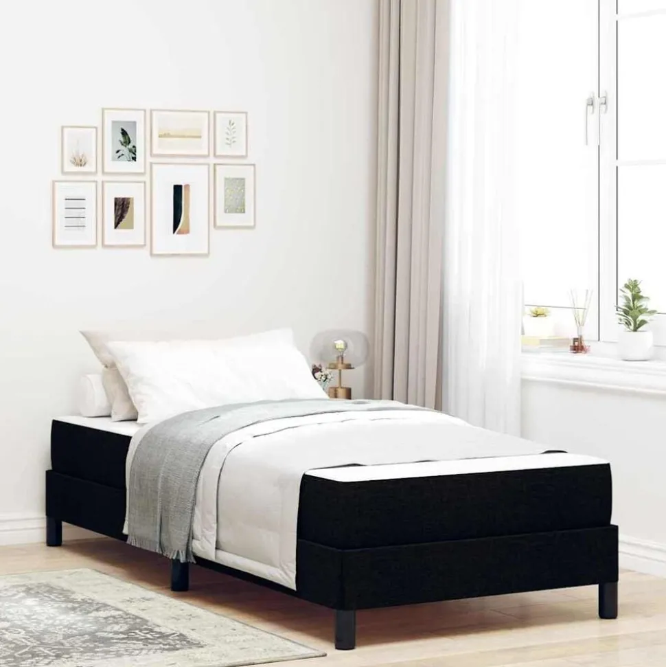 vidaXL Boxspringbed met matras Zwart 80 x 200 cm Stof