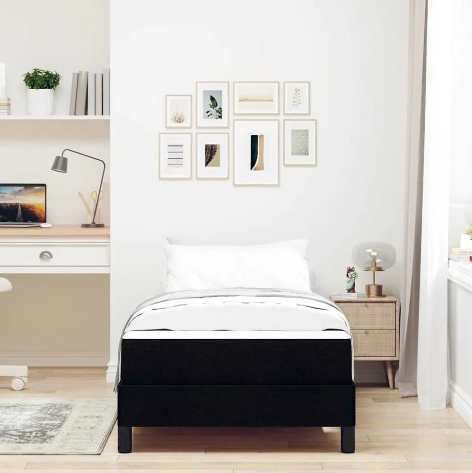 vidaXL Boxspringbed met matras Zwart 80 x 200 cm Stof