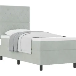 vidaXL Boxspringbed met matras Lichtgrijs 80 x 200 cm Fluweel