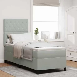 vidaXL Boxspringbed met matras Lichtgrijs 80 x 200 cm Fluweel