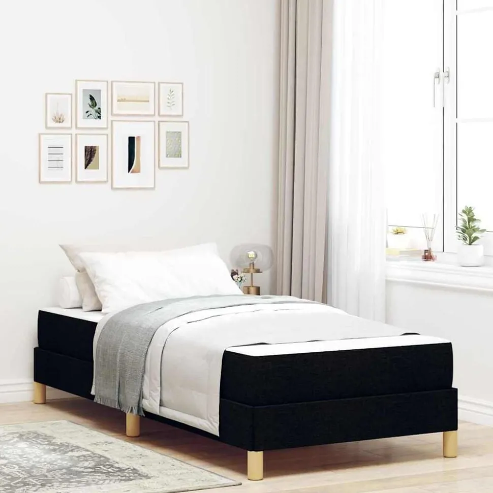 vidaXL Boxspringbed met matras Zwart 80 x 200 cm Stof