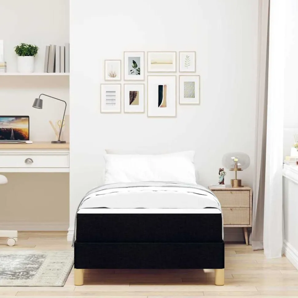 vidaXL Boxspringbed met matras Zwart 80 x 200 cm Stof