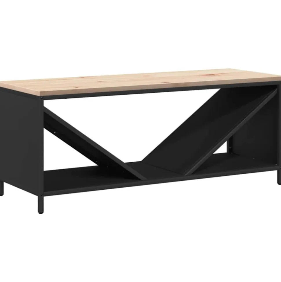 vidaXL Brandhoutrek met houten blad 100,5x35,5x40 cm zwart