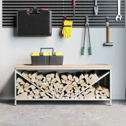 vidaXL Brandhoutrek met houten blad 100,5x35,5x40 cm wit