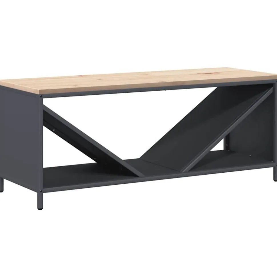 vidaXL Brandhoutrek met houten blad 100,5x35,5x40 cm antracietkleurig