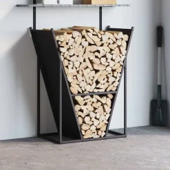 vidaXL Brandhoutrek 69,5x35x81 cm koudgewalst staal zwart