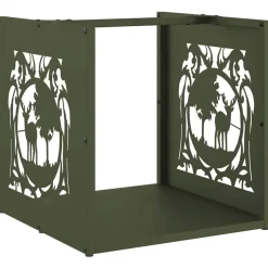 vidaXL Brandhoutrek 40x40x40 cm koudgewalst staal olijfgroen