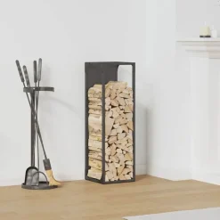 vidaXL Brandhoutrek 25x25x80 cm koudgewalst staal zwart