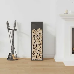 vidaXL Brandhoutrek 25x25x80 cm koudgewalst staal zwart