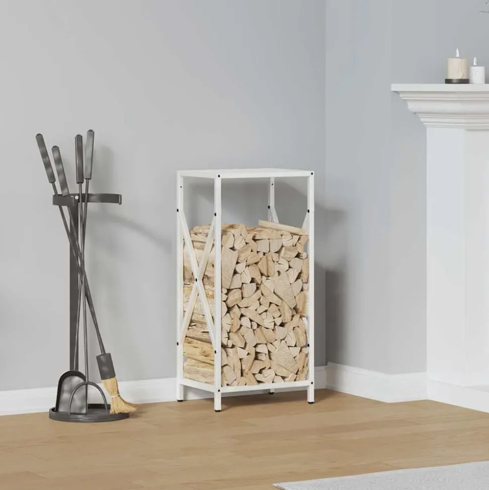vidaXL Brandhoutrek 34x25x70 cm koudgewalst staal wit