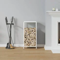 vidaXL Brandhoutrek 34x25x70 cm koudgewalst staal wit