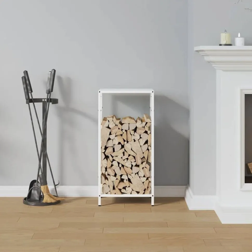 vidaXL Brandhoutrek 34x25x70 cm koudgewalst staal wit