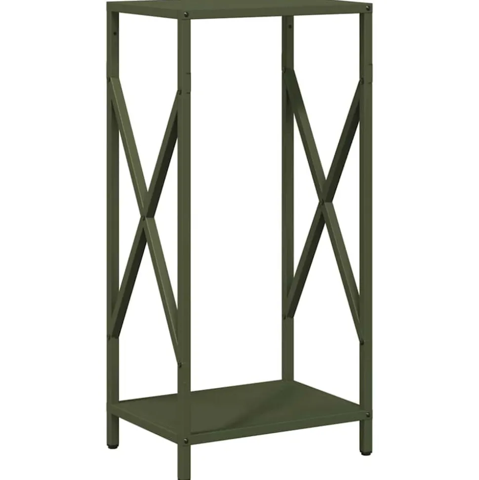 vidaXL Brandhoutrek 34x25x70 cm koudgewalst staal olijfgroen