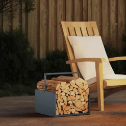 vidaXL Brandhoutrek 40x40x40 cm koudgewalst staal antracietkleurig