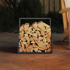 vidaXL Brandhoutrek 40x40x40 cm koudgewalst staal antracietkleurig