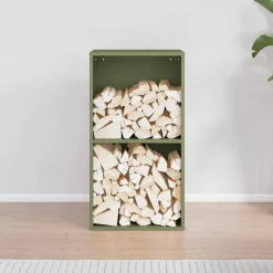 vidaXL Brandhoutrek 40x30x75 cm koudgewalst staal olijfgroen