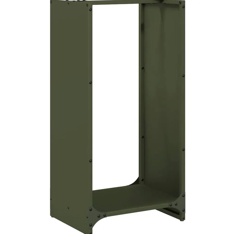 vidaXL Brandhoutrek 40x30x80 cm koudgewalst staal olijfgroen
