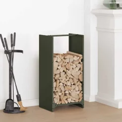 vidaXL Brandhoutrek 40x30x80 cm koudgewalst staal olijfgroen