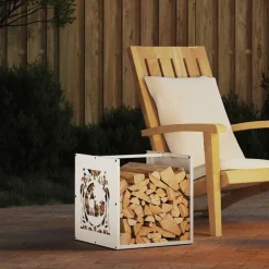 vidaXL Brandhoutrek 40x40x40 cm koudgewalst staal wit