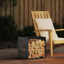 vidaXL Brandhoutrek 40x40x40 cm koudgewalst staal zwart