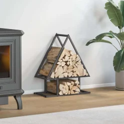 vidaXL Brandhoutrek 50x25x60 cm koudgewalst staal zwart